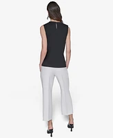 Karl Lagerfeld Paris Women's Bead-Trim Sleeveless Top