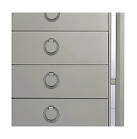 Solid Wood Five-Drawer Chest with Mirrored Accents for Bedroom Storage