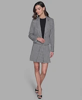 Karl Lagerfeld Paris Women's Check Print One-Button Blazer