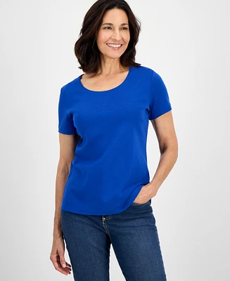 Style & Co Petite Cotton Scoop-Neck Short-Sleeve Top, Created for Macy's