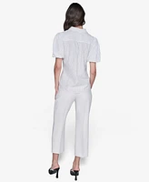 Karl Lagerfeld Paris Women's Striped Studded Button-Front Shirt