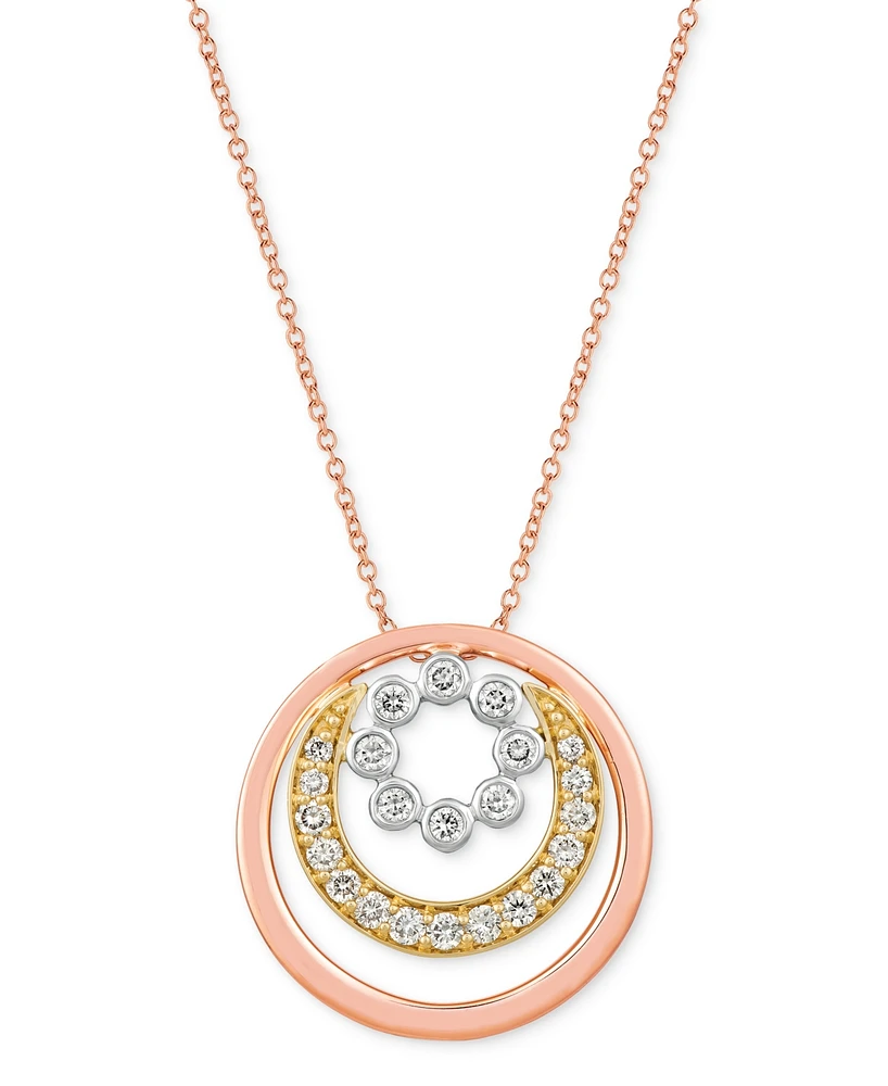 Le Vian Nude Diamond Graduated Circle Adjustable 20" Pendant Necklace (5/8 ct. t.w.) in 14k Tricolor Gold