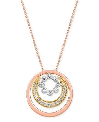 Le Vian Nude Diamond Graduated Circle Adjustable 20" Pendant Necklace (5/8 ct. t.w.) in 14k Tricolor Gold