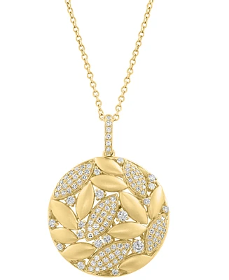 Effy Diamond & Polished Navette Cluster Pendant Necklace (1/2 ct. t.w.) in 14k Gold, 17" + 1" extender