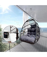 Indoor/Outdoor Uv-Resistant Egg Hammock Chair with Foldable Frame