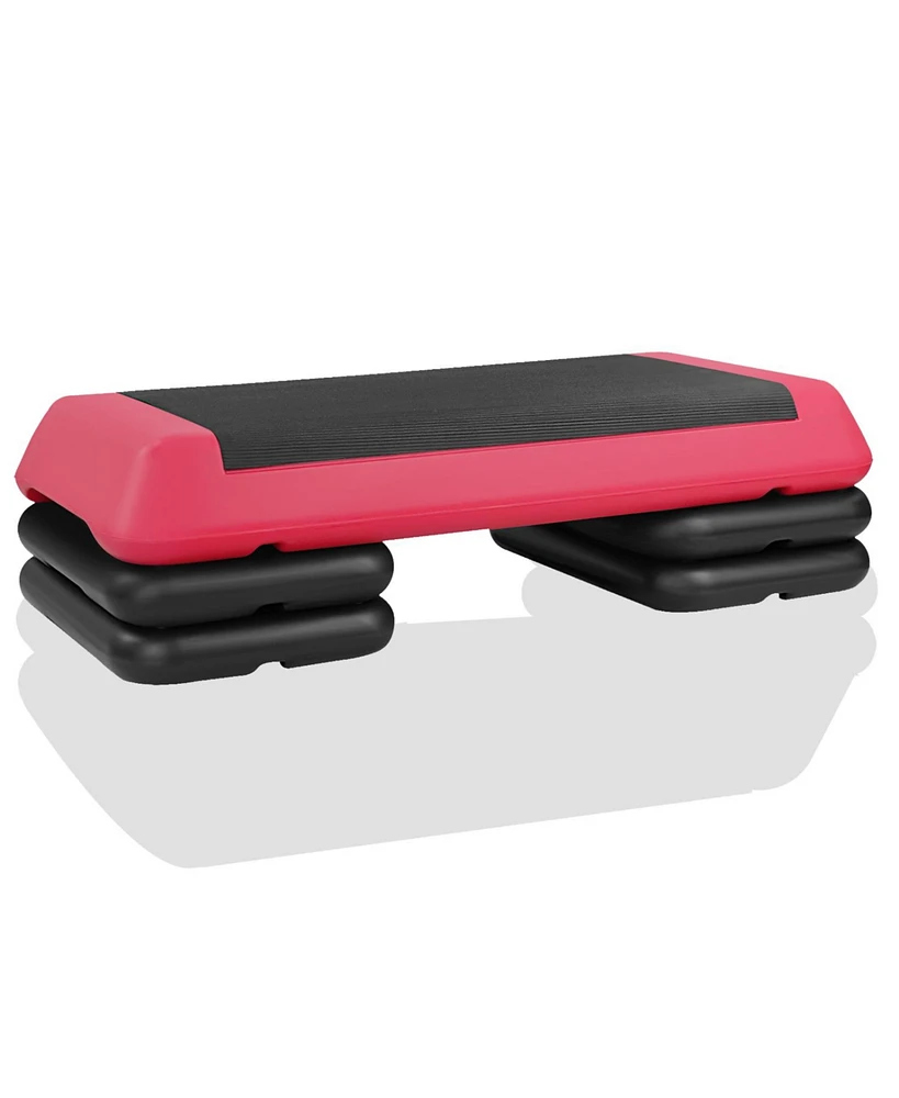 Red Adjustable Aerobic Stepper with Risers