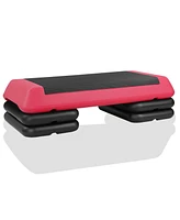 Red Adjustable Aerobic Stepper with Risers