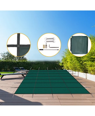 Inground Safety Pool Cover, 18x36ft, Solid, Triple Stitched, Hardware Included