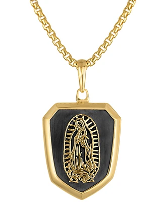 Bulova Men's Our Lady of Guadalupe Two-Tone Sterling Silver Pendant Necklace, 24" + 2" extender