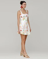Avec Les Filles Women's Fruit-Print Flared Mini Dress