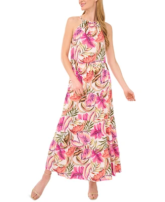 CeCe Women's Printed Floral Halter Maxi Dress