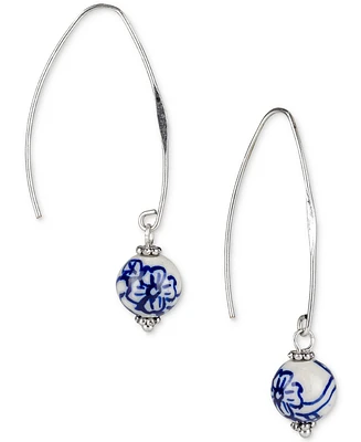 Patricia Nash Silver-Tone Flower Bead Threader Earrings