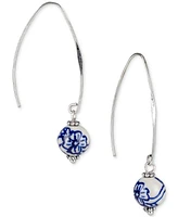 Patricia Nash Silver-Tone Flower Bead Threader Earrings