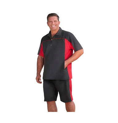 KingSize Big & Tall Quarter Zip Short Sleeve Colorblock Tracksuit
