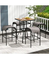 Gymax -Piece Patio Dining Set w/ Umbrella Hole Metal Frame & Breathable Fabric Seat