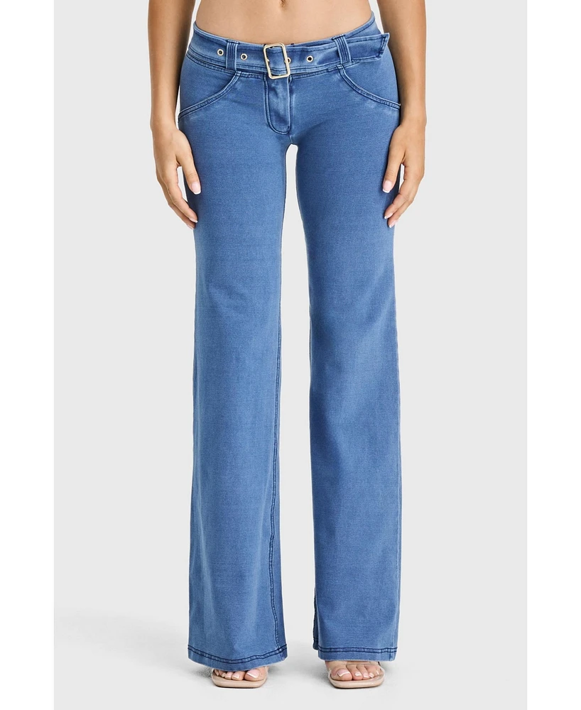 Freddy Women's Wr.up Denim Belted Low Rise Flare Jeans
