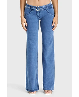Freddy Women's Wr.up Denim Belted Low Rise Flare Jeans