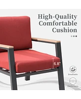 4 Pieces Aluminum Outdoor Patio Furniture Set, Modern Outdoor Sectional with Outdoor Patio Coffee Table & 7 Inch Cushion, Outdoor Patio Sectional Sofa