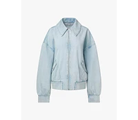 WeWoreWhat Women's Denim Bomber Jacket