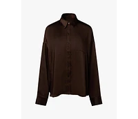 WeWoreWhat Women's Cropped Button Front Shirt