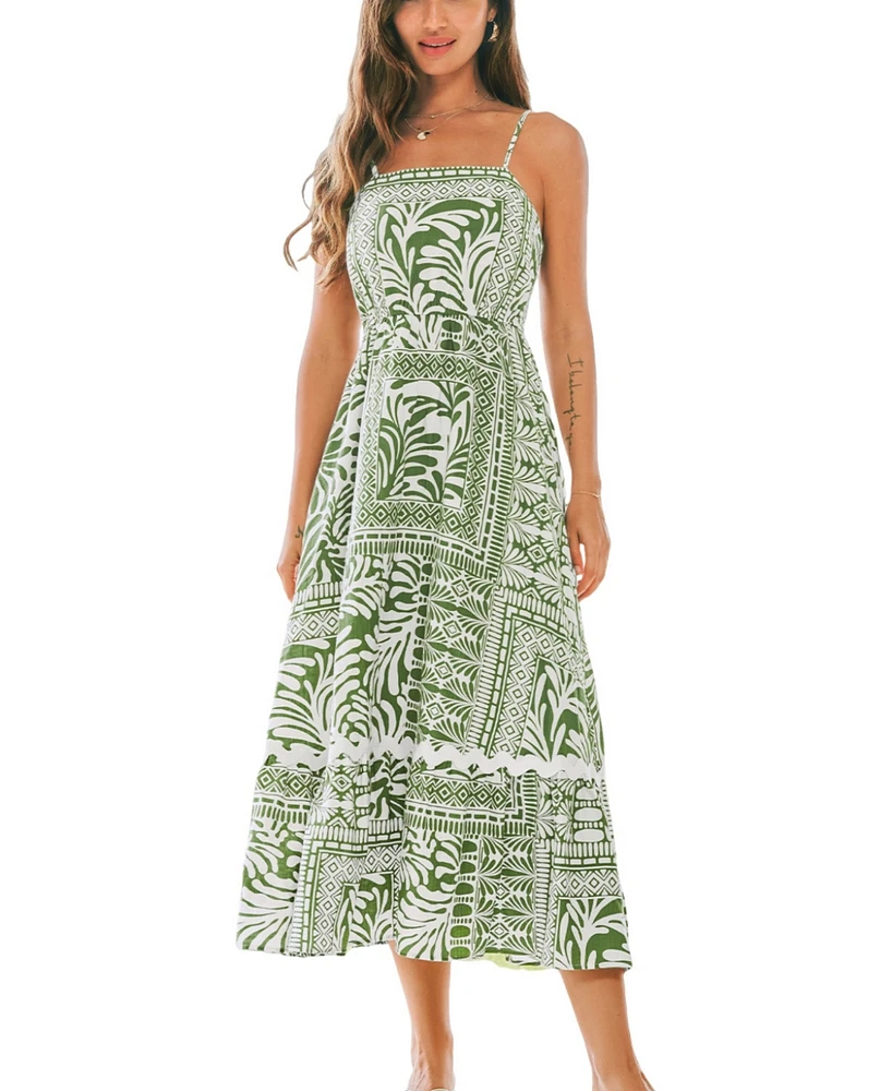 Cupshe Women's Sage Woods Floral Maxi Beach Dress
