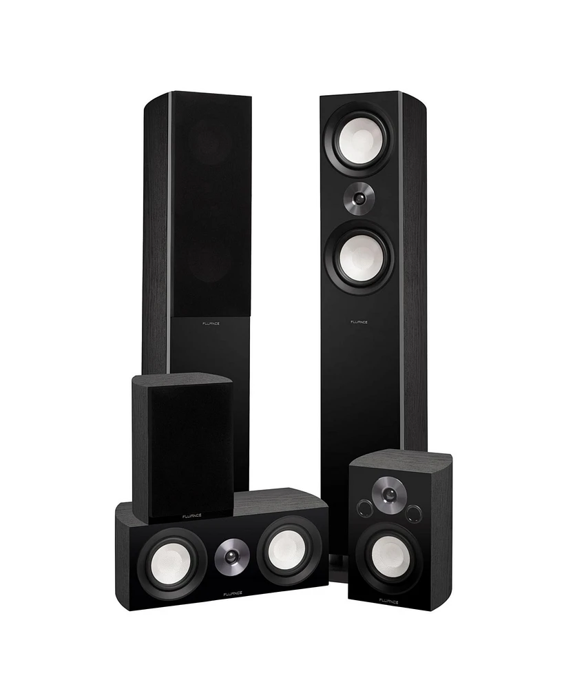 Fluance Reference Surround Sound Home Theater 5.0 Channel Speaker System including 3-Way Floorstanding Floorstanding Towers, Center Channel, and Rear