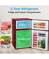 Zafro 3.2 cu.ft Compact Refrigerator with Freezer, Small Mini Fridge for Bedroom, Dorm, or Apartment, Features Adjustable Removable Glass Shelves for