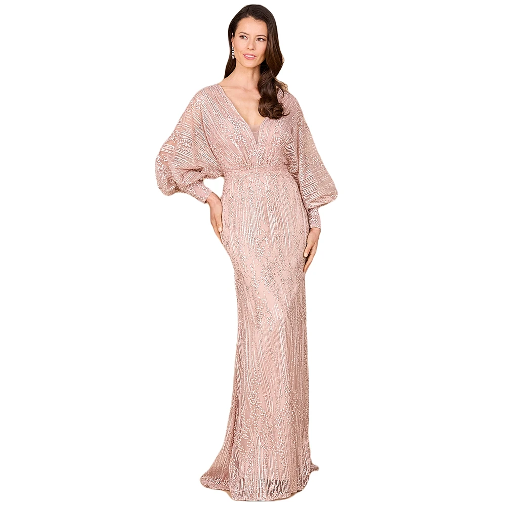 Lara Women's Long Bishop Sleeve Lace Gown
