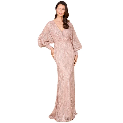Lara Women's Long Bishop Sleeve Lace Gown