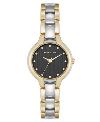 Anne Klein Women's Quartz Two-Tone Metal Alloy and Crystal Accented Dial Watch