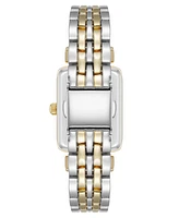 Anne Klein Women's Quartz Rectangular Roman Numeral Two-Tone Metal Alloy and Light Blue Dial Watch, 23mm