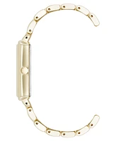 Anne Klein Women's Quartz Rectangular Estate Gold-Tone Metal Alloy and Pink Dial Watch, 25mm