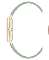 Anne Klein Women's Quartz Casual Mint Polyurethane Leather and Gold-Tone Metal Alloy Watch, 25mm
