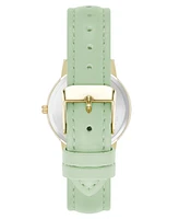 Anne Klein Women's Quartz Casual Mint Polyurethane Leather and Gold-Tone Metal Alloy Boyfriend Watch, 34mm