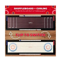 Swooc 2-in-1 Shuffleboard and Curling | 100% Solid Wood Shuffleboard Table (4ft) | With 5+ Games | Board Game Table Top Games