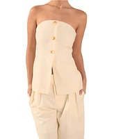 endless rose Women's Strapless Buttoned Long Top