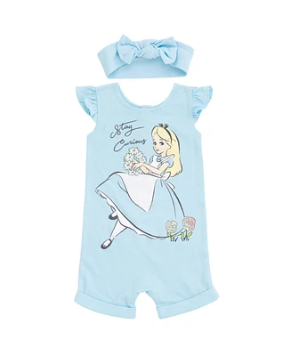 Alice Wonderland Toddler Girls Minnie Mouse Snap Romper and Headband