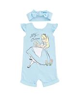 Alice Wonderland Toddler Girls Minnie Mouse Snap Romper and Headband