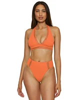 Becca Womens Modern Edge Bikini Top High Waist Bottoms
