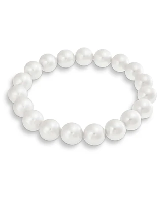 Bling Jewelry Classic Fashion Ball Bead Stackable Multi Strand Simulated White Pink Pearl Stretch Bracelet 8, 10, 12MM