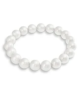 Bling Jewelry Classic Fashion Ball Bead Stackable Multi Strand Simulated White Pink Pearl Stretch Bracelet 8, 10, 12MM