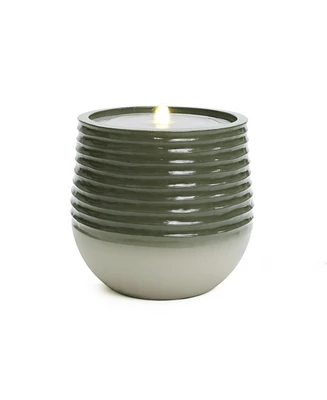 LuxenHome Emerald Ribbed Top with Ivory Bottom 19.5" Tall Resin Fountain with Lights