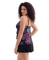 Longitude by Mimi Flamingo Women's Hotel Faux Ruffle Skirtini Swimsuit