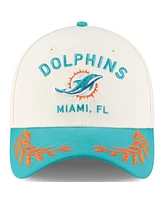 New Era Men's Cream/Aqua Miami Dolphins 2025 Nfl Draft 39THIRTY Flex Hat