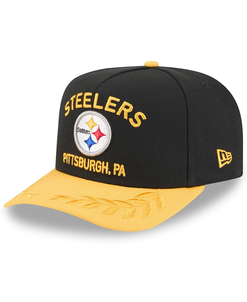 New Era Men's Black/ Pittsburgh Steelers 2025 Nfl Draft A-Frame 9FIFTY Snapback Hat