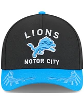 New Era Men's Black/Blue Detroit Lions 2025 Nfl Draft 9FORTY A-Frame M-Crown Adjustable Hat
