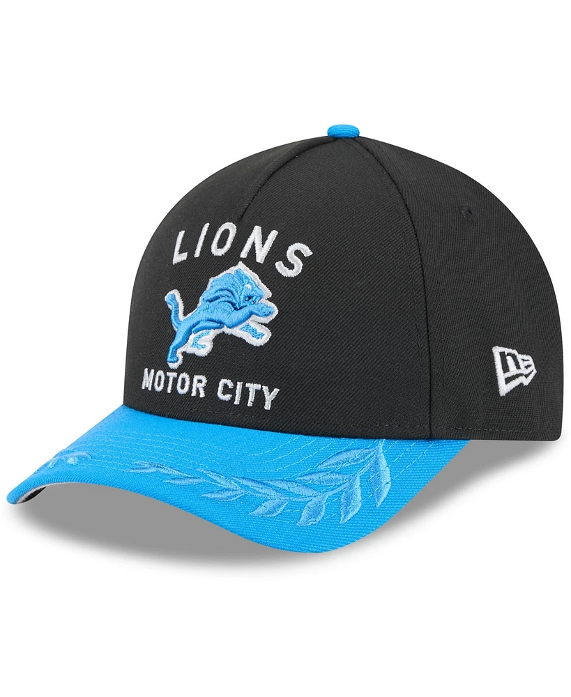 New Era Men's Black/Blue Detroit Lions 2025 Nfl Draft 9FORTY A-Frame M-Crown Adjustable Hat