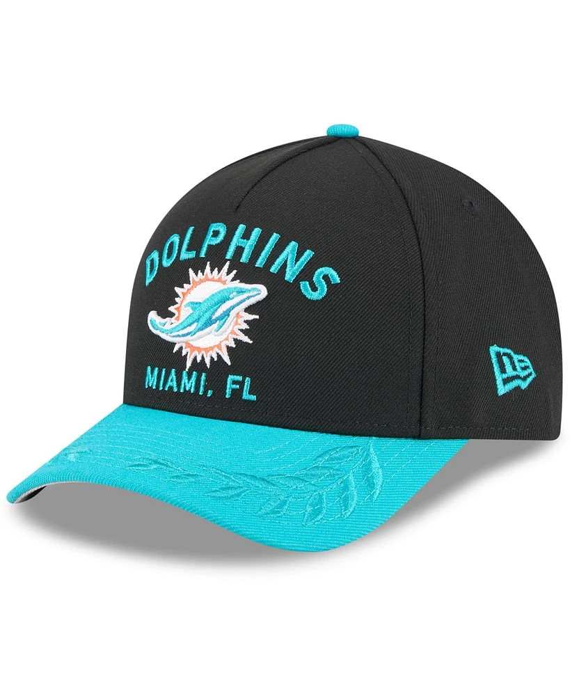 New Era Men's Black/Aqua Miami Dolphins 2025 Nfl Draft 9FORTY A-Frame M-Crown Adjustable Hat