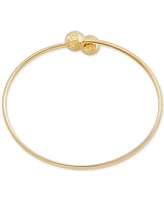 Textured Bead Polished Bypass Bangle Bracelet in 10k Gold