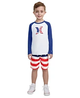 Hurley Little Boys Americana Long-Sleeve Swim Top & Shorts, 2 Piece Set